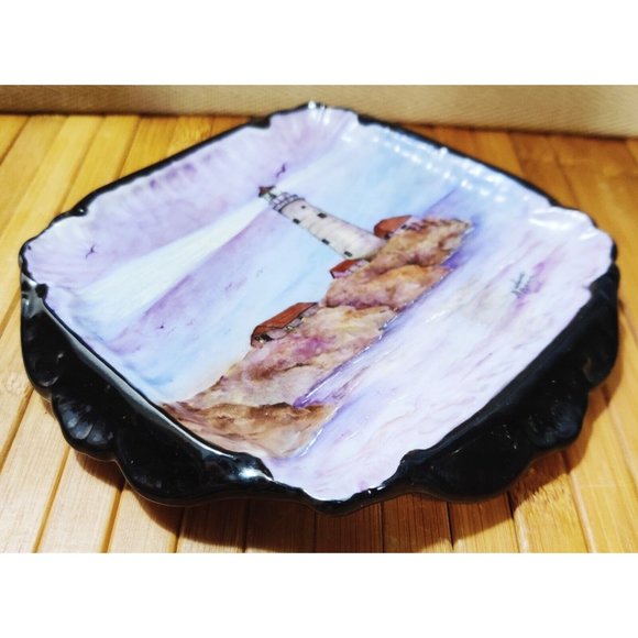 Hand Painted Nautical Lighthouse Theme 6" Decor Art Plate Nadine Benn Signed - Picture 5 of 9